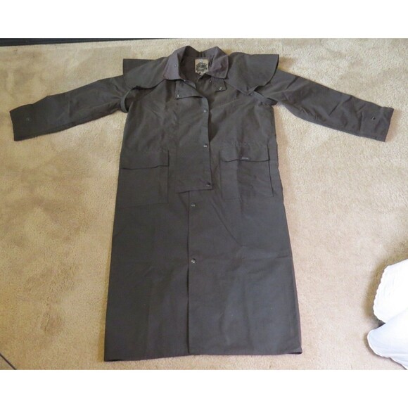 Driza-Bone Long Brown Riding Coat, Wind &Water Resistant Hvy Weight Oilskin Sz.M - Picture 1 of 15